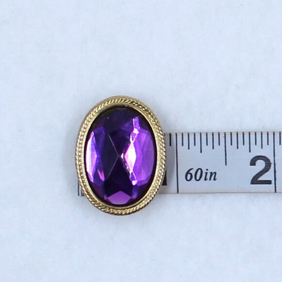 Four Oval Faceted Button Covers - Gold Tone Base - 1 Ea Red, Blue, Purple Clear - Picture 8 of 13